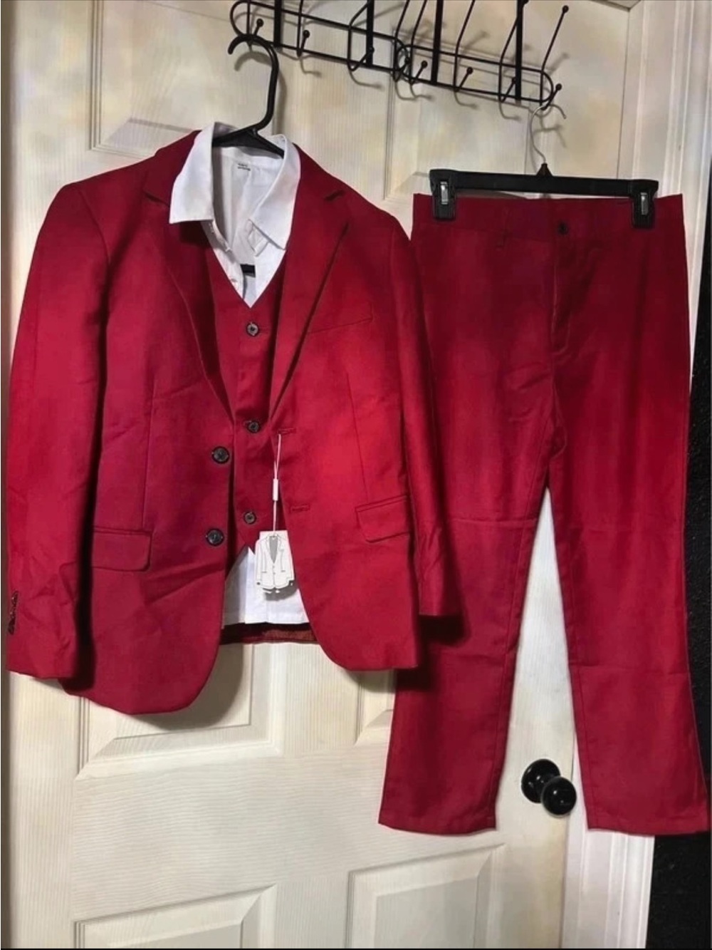 Boy’s Red Three-Piece Suit - Classic Tailored suit jacket, Vest & Pants new